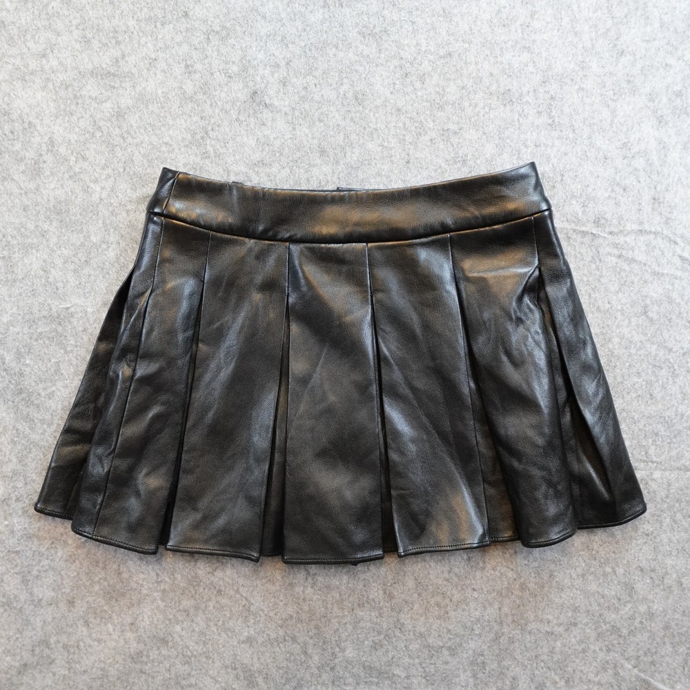 Amanda Uprichard Skirt Womens Extra Small Black Mini Vegan Faux Leather Skort - Picture 6 of 10